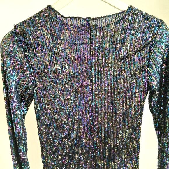 Free People Intimately Women’s Small Gold Rush Sequin Long Sleeve In Black NWOT - Picture 5 of 6